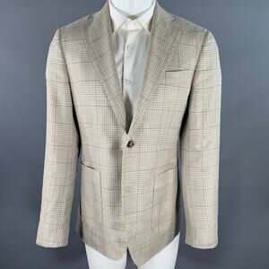 ATELIER MUNRO Size 38 Beige Glen Check Notch Lapel Sport Coat